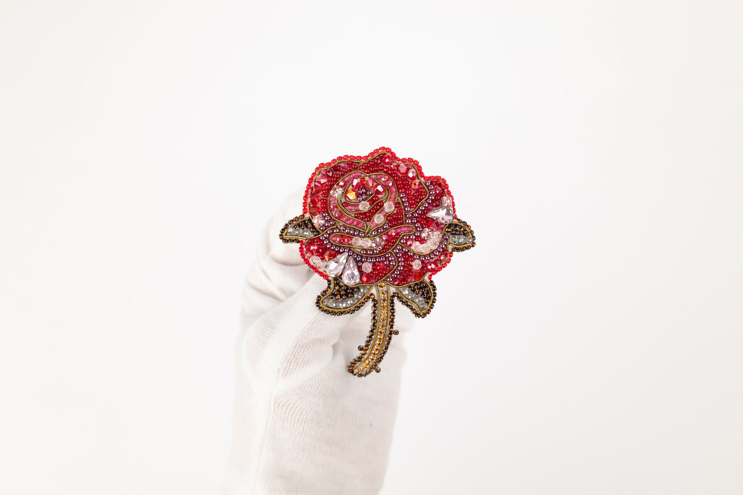 Rose Flower - Readymade Beaded Brooch