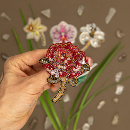 Rose Flower - Readymade Beaded Brooch