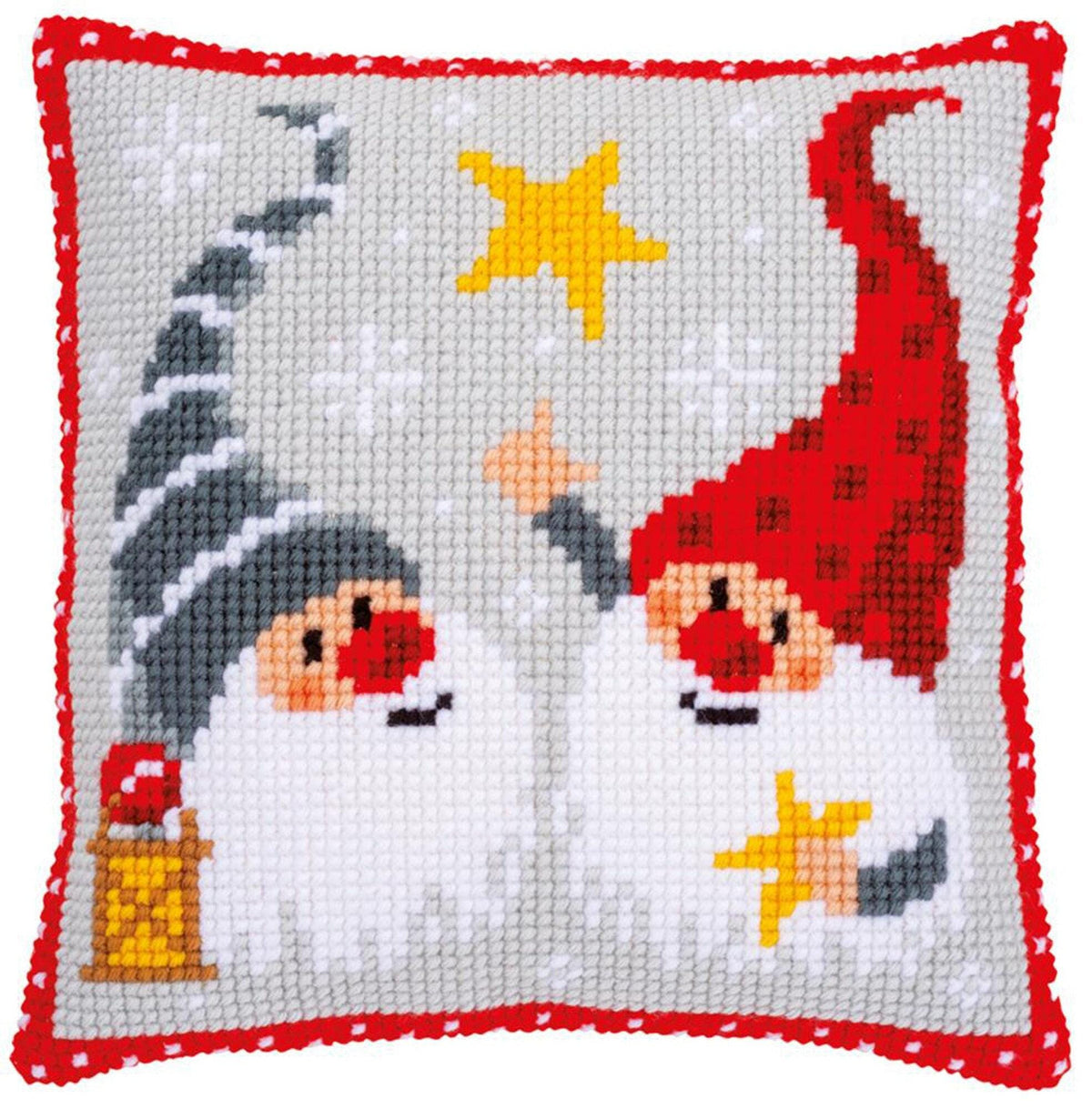 Christmas Gnomes Embroidery Pillow Kit | DIY Beaded Cushion Cover