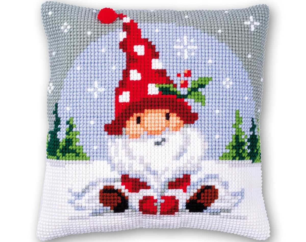 Christmas Gnomes Embroidery Pillow Kit | DIY Beaded Cushion Cover