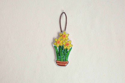 Daffodil Flower - Readymade Beaded Brooch