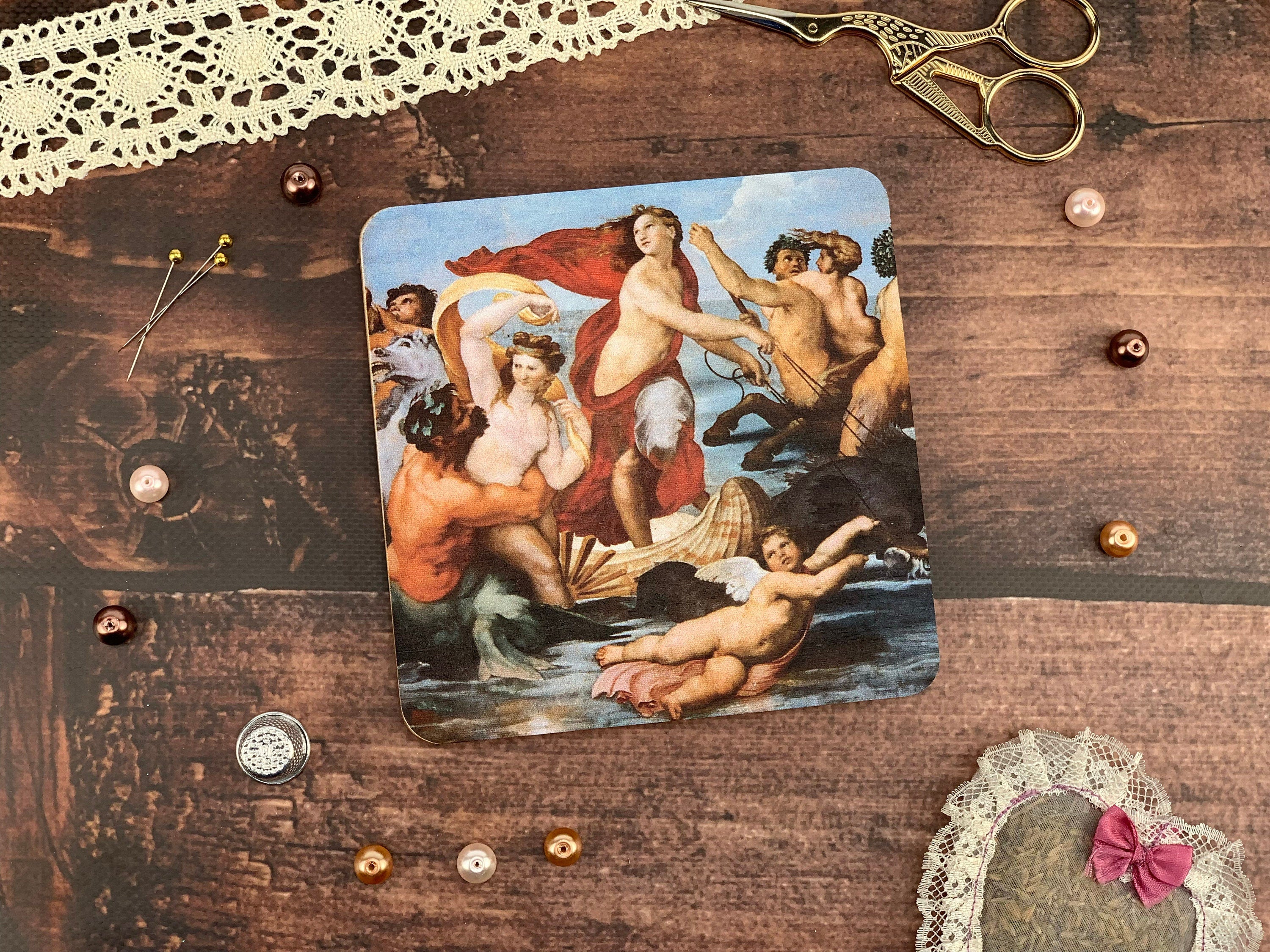 a picture of a painting on a wooden table