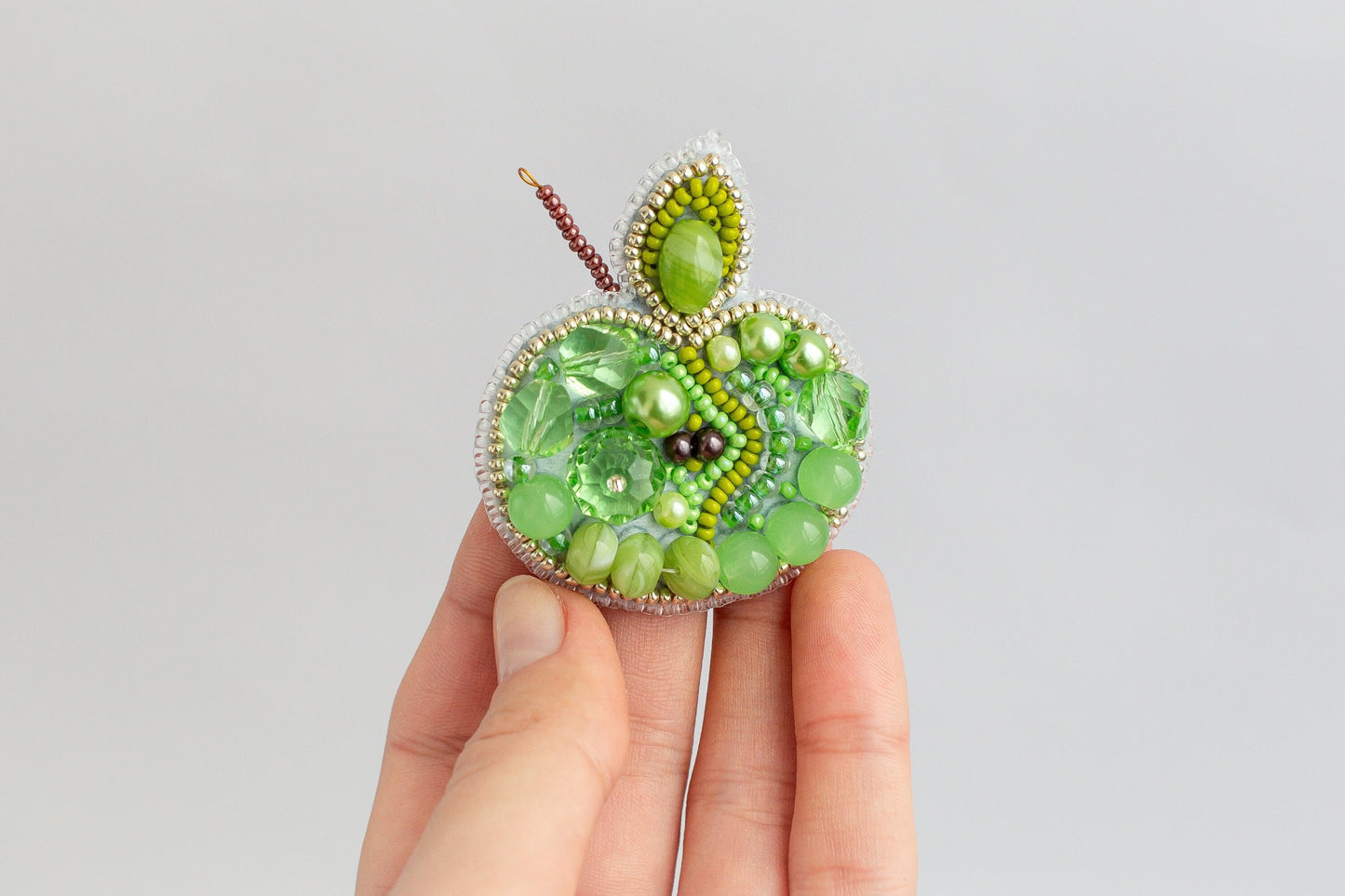 Apple - Readymade Beaded Brooch