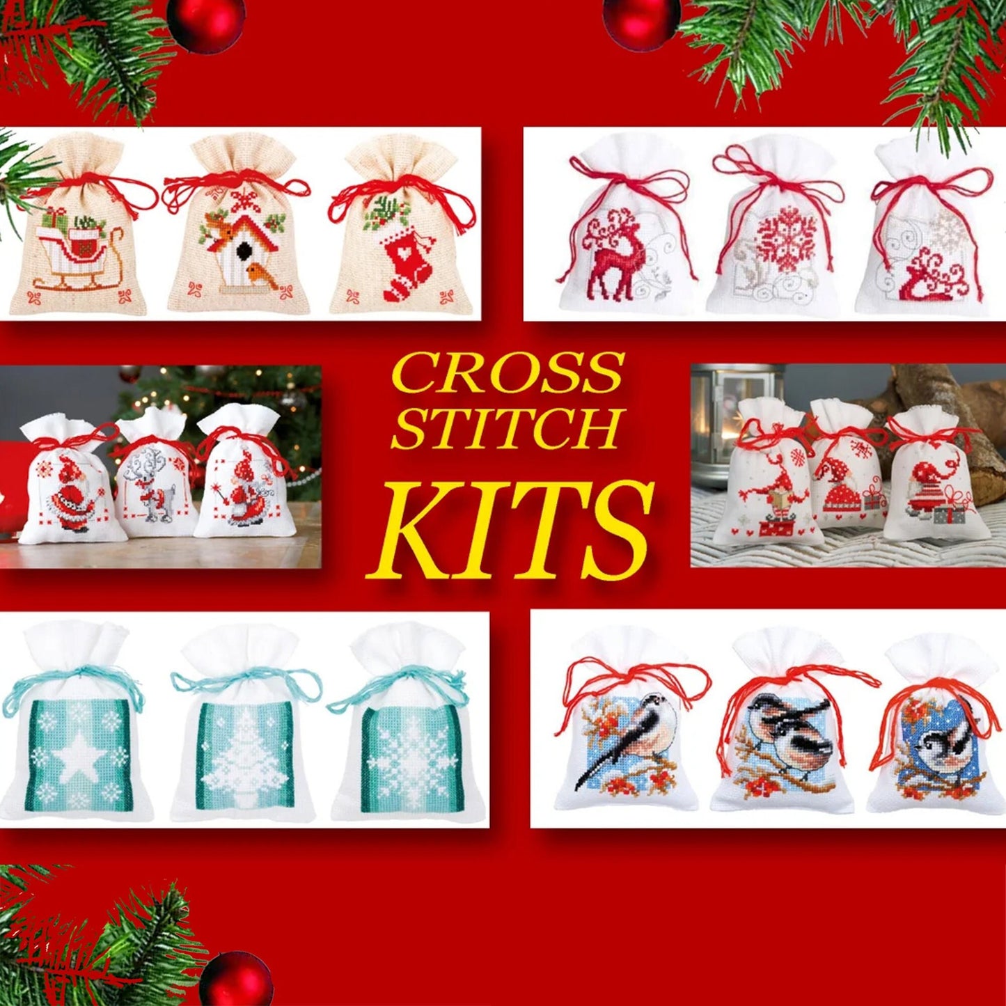 Christmas Sachet Bag Cross stitch Embroidery DIY Kits