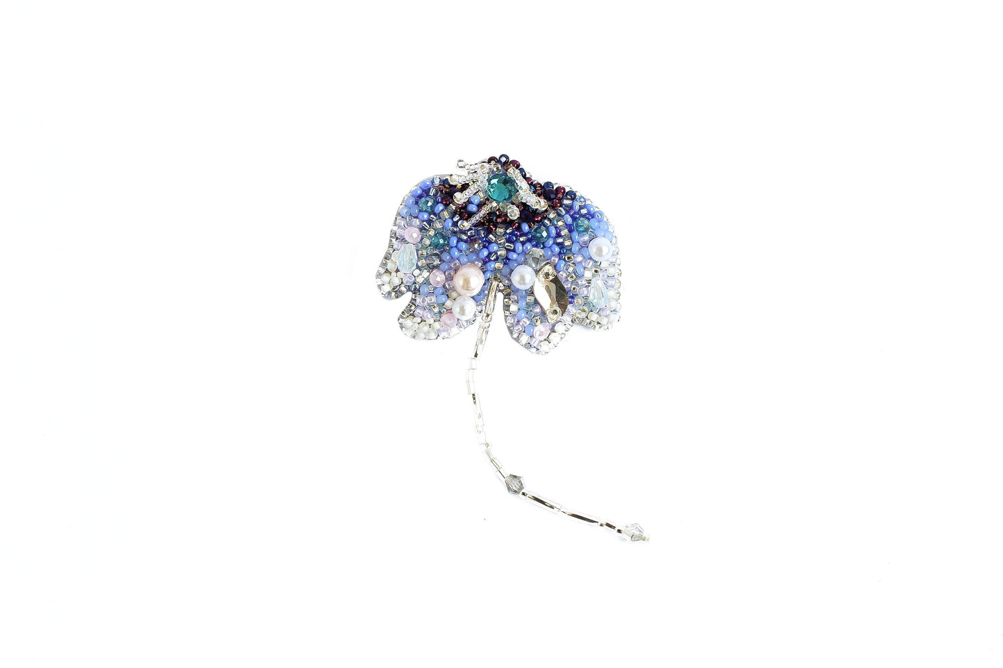Blue Flower - Readymade Beaded Brooch
