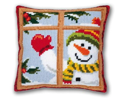 Christmas Embroidery Pillow Kit | Santa & Snowman Cushion Cover (DIY)