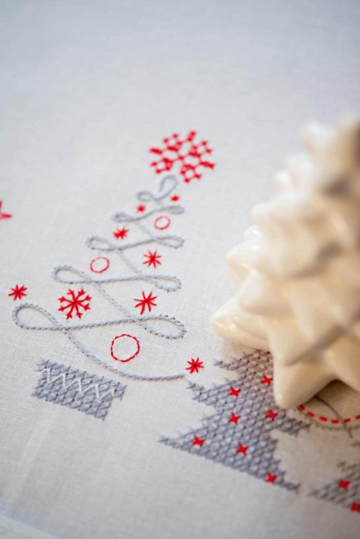 Christmas Trees Table Topper Cross stitch Embroidery DIY Kits