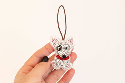 Bull Terrier Dog - Readymade Beaded Brooch