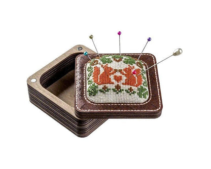 Wooden Pin Cushion Box - DIY Sewing Box Kit with Embroidery Storage Lid