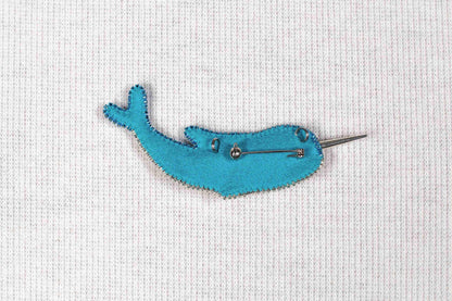 Blue Narwhal - Readymade Beaded Brooch