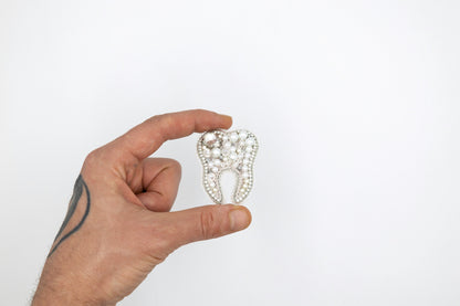 White Tooth - Readymade Beaded Brooch