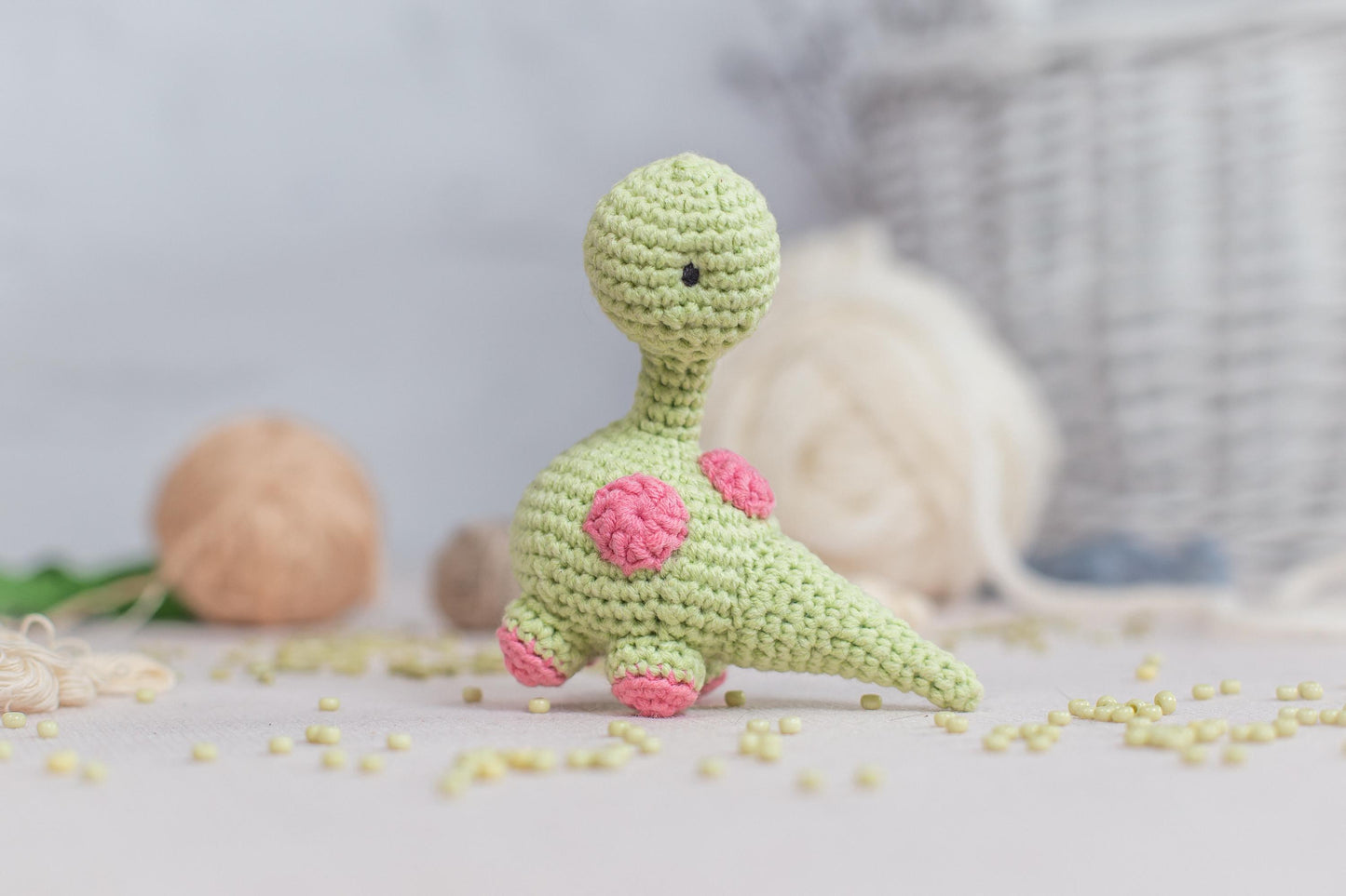 a crocheted toy sitting on top of a table