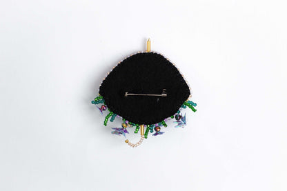 Flowered Umbrella - Readymade Beaded Brooch