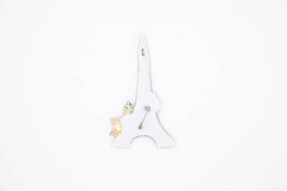 a picture of a white eiffel tower ornament