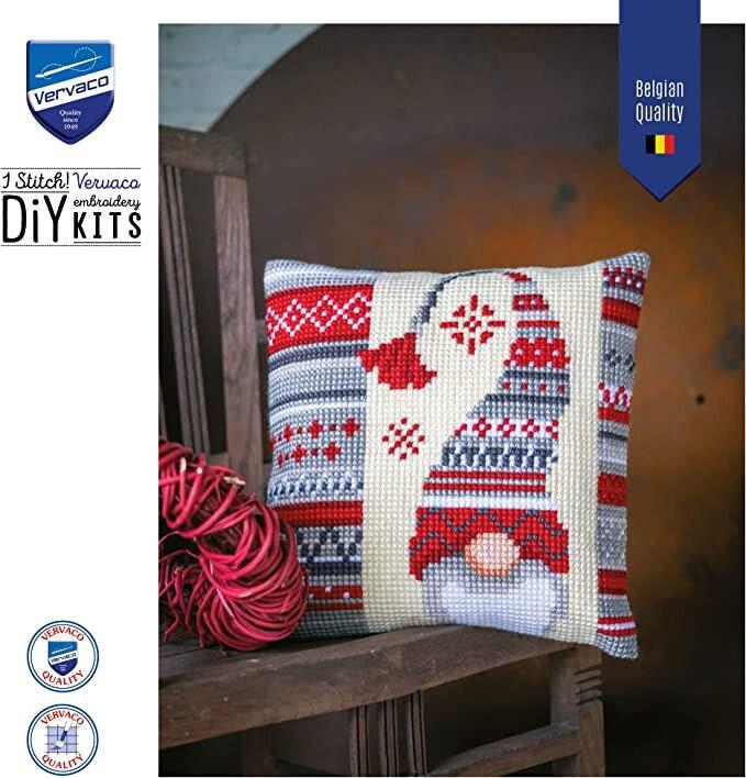 Scandinavian Gnome Pillow Cross Stitch Kit | DIY Christmas Cushion Cover