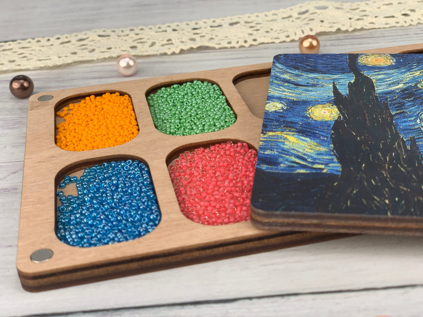 Wooden Seed Bead Organizer