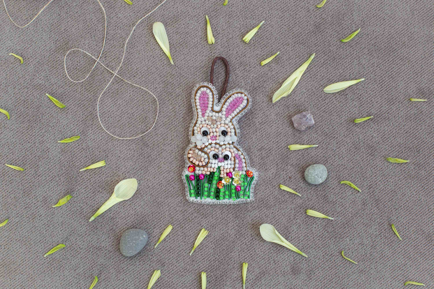 Easter Rabbit - Readymade Beaded Brooch