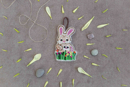 Easter Rabbit - Readymade Beaded Brooch