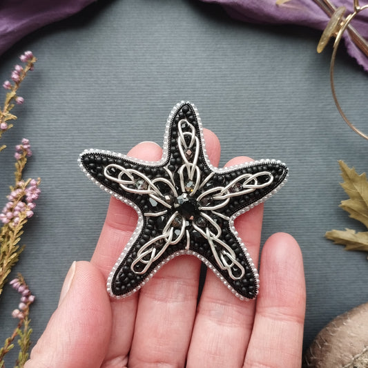 Black Starfish Brooch Beading DIY Kit