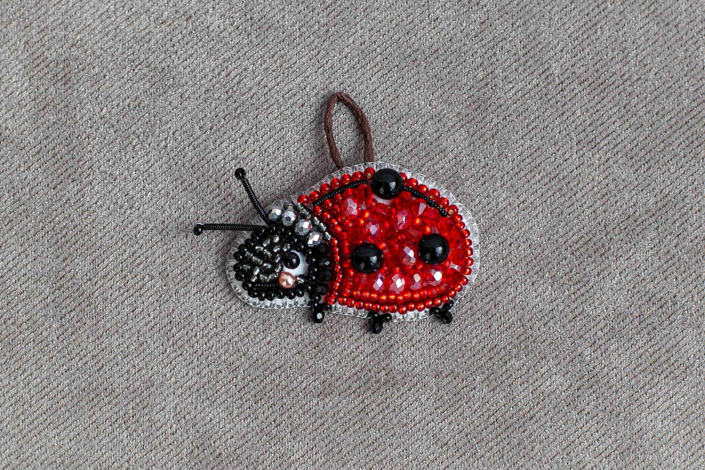 Ladybug Readymade Beaded Brooch