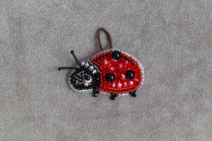 Ladybug Readymade Beaded Brooch
