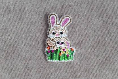 Easter Rabbit - Readymade Beaded Brooch
