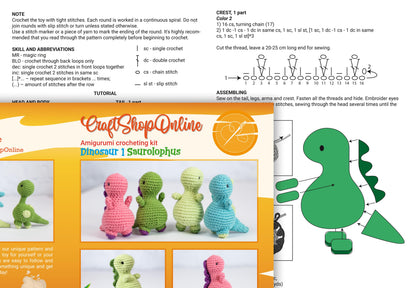 a picture of a crochet pattern of a dinosaur