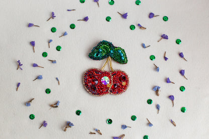 Cherry - Readymade Beaded Brooch