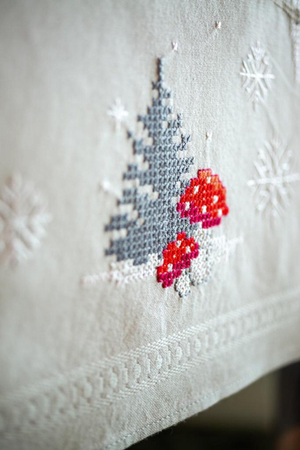 Winter Forest Cross Stitch Table Runner Kit | DIY Embroidery Set