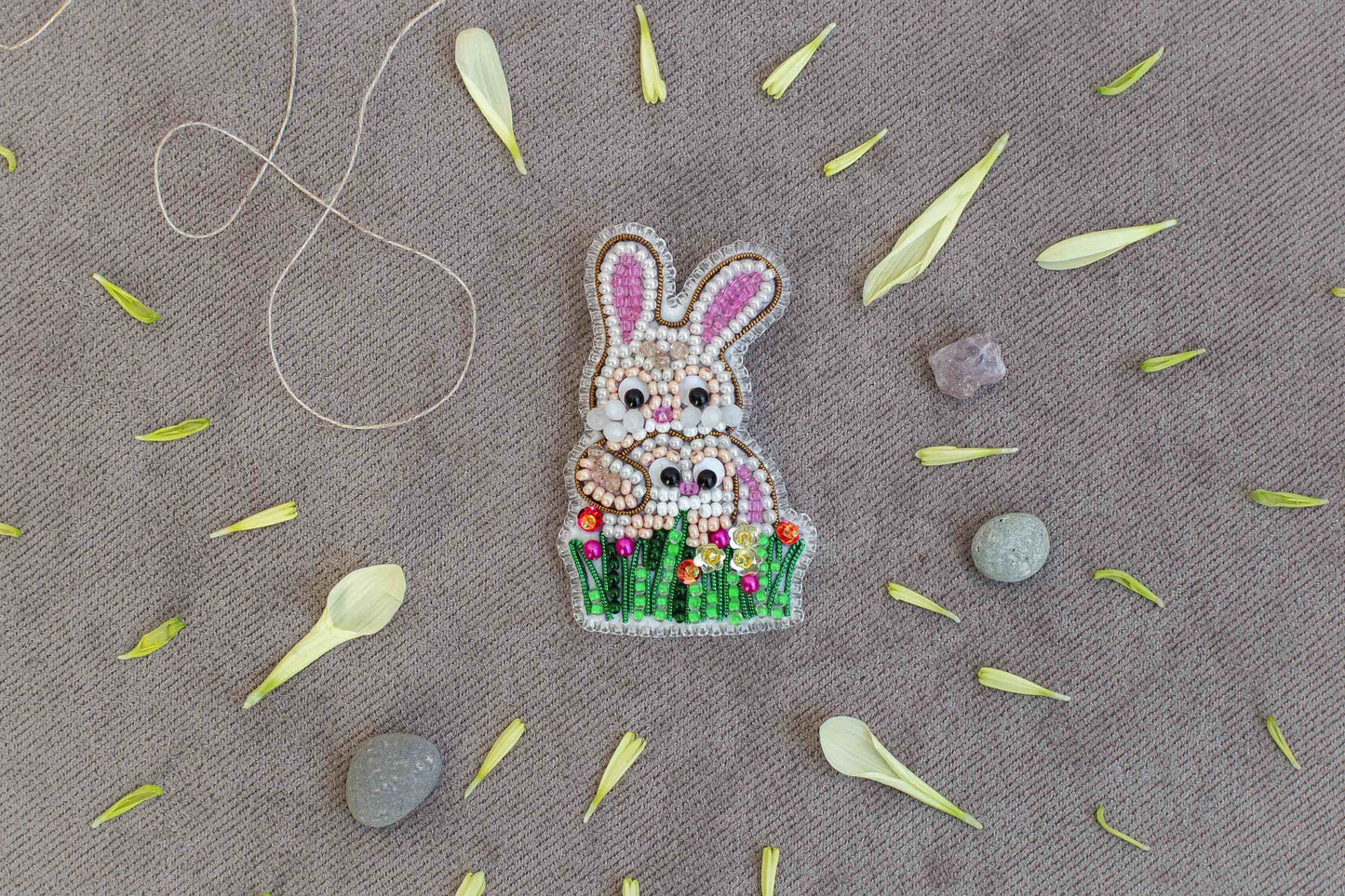 Easter Rabbit - Readymade Beaded Brooch