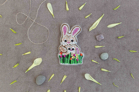 Easter Rabbit - Readymade Beaded Brooch