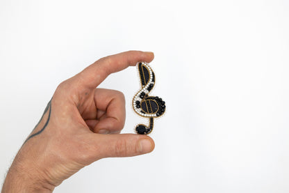Treble Clef - Readymade Beaded Brooch