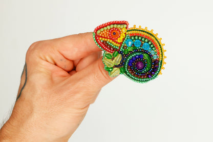 Chameleon Lizard - Readymade Beaded Brooch