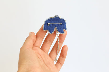 Blue Flower - Readymade Beaded Brooch