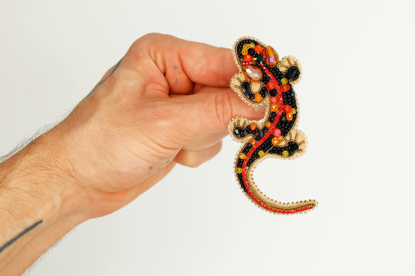 Salamander Lizard - Readymade Beaded Brooch