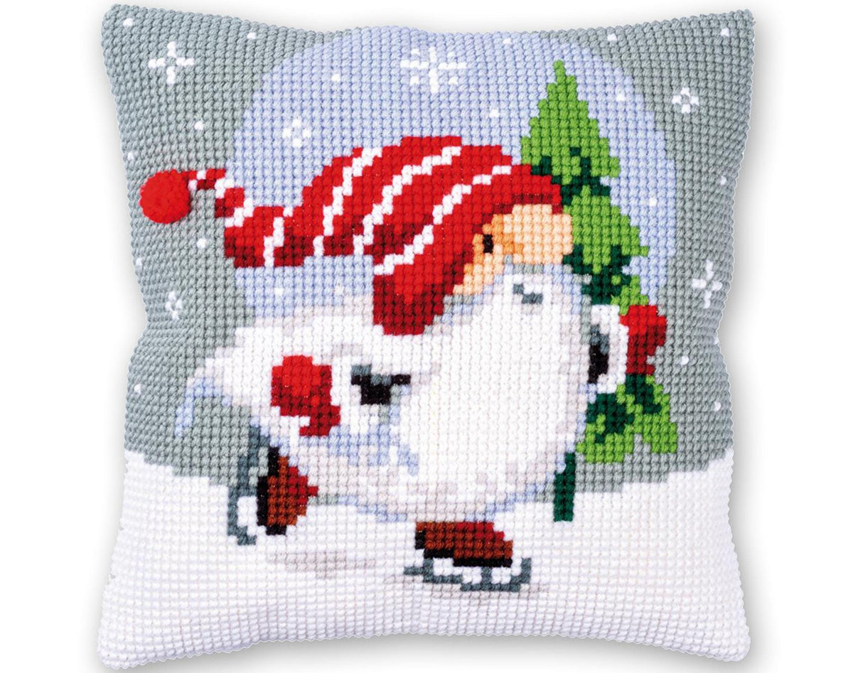 Christmas Gnomes Embroidery Pillow Kit | DIY Beaded Cushion Cover