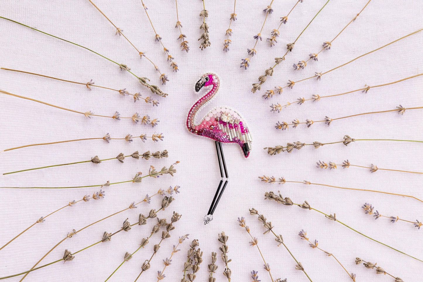 Flamingo - Readymade Beaded Brooch