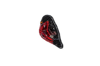 Bullfinch Bird - Readymade Beaded Brooch