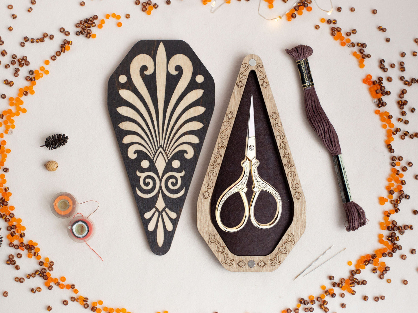 a pair of scissors sitting on top of a table