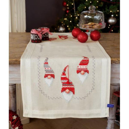 Christmas Gnomes Table Runner Cross stitch Embroidery DIY Kits