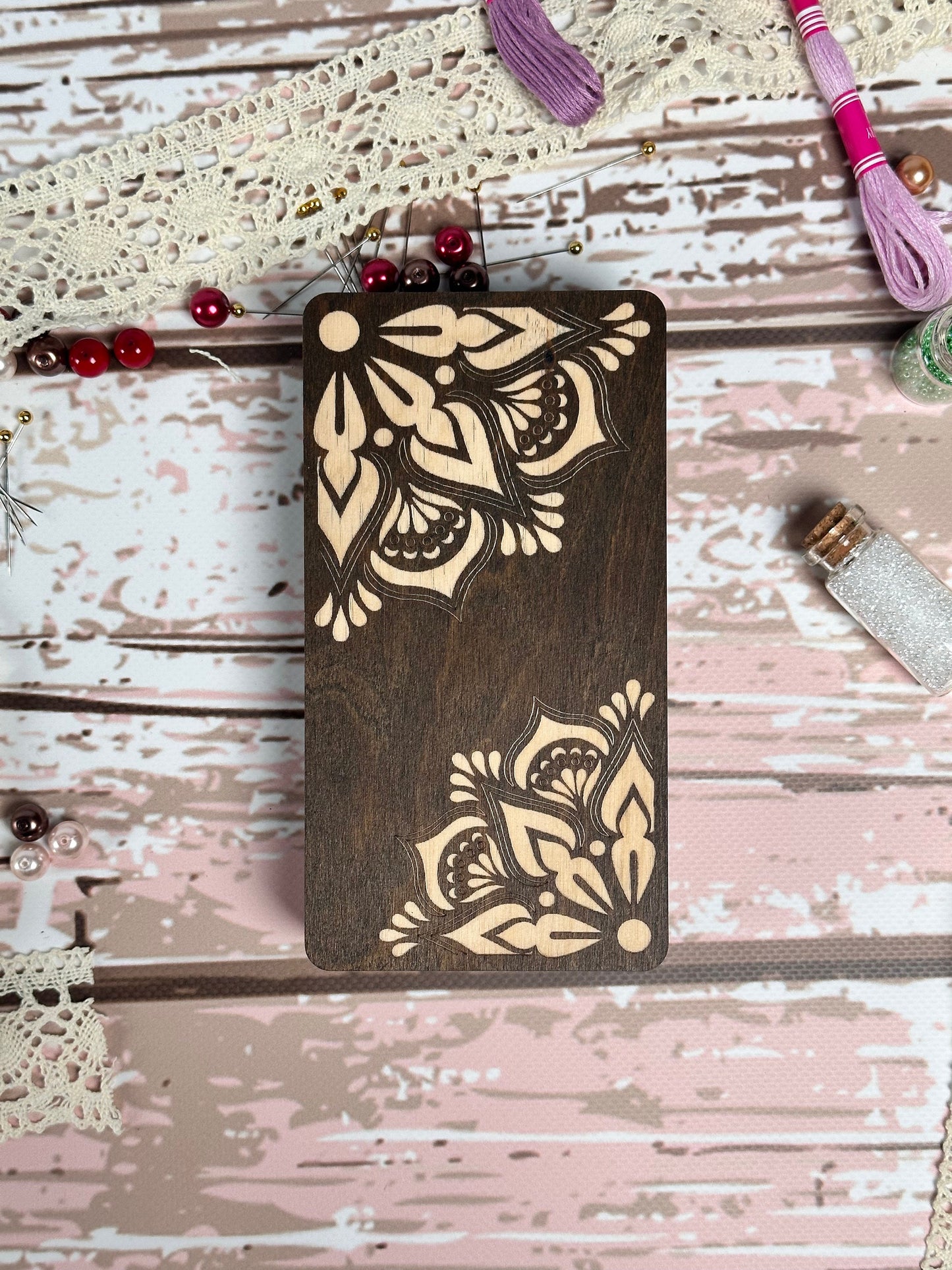 a wooden cutting board sitting on top of a table
