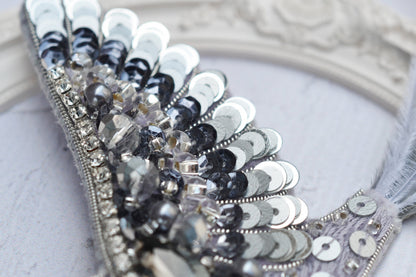 Silver Bird - Readymade Beaded Brooch