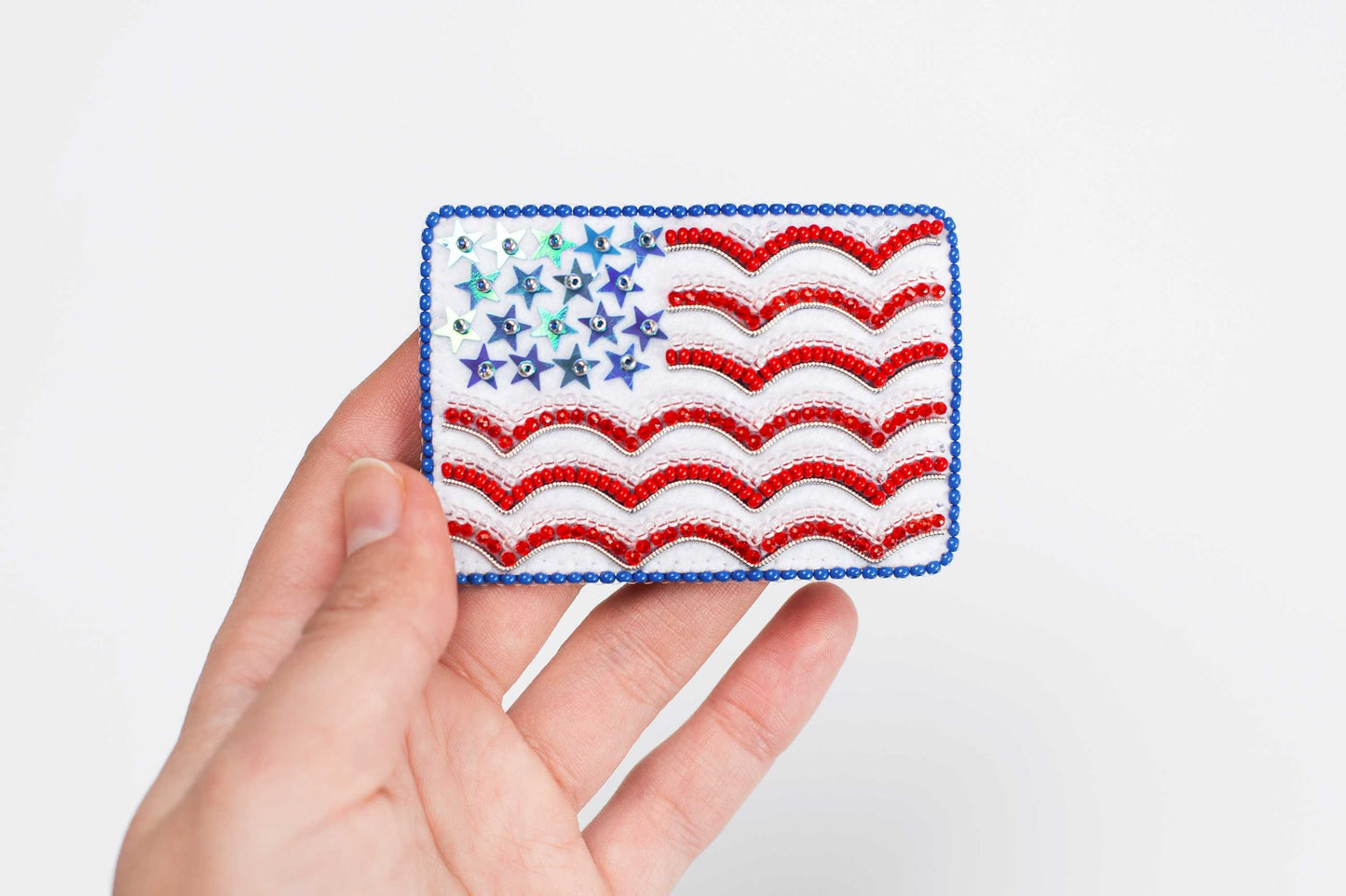 American Flag - Readymade Beaded Brooch