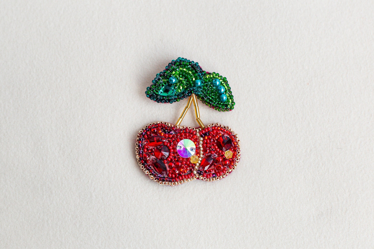 Cherry - Readymade Beaded Brooch