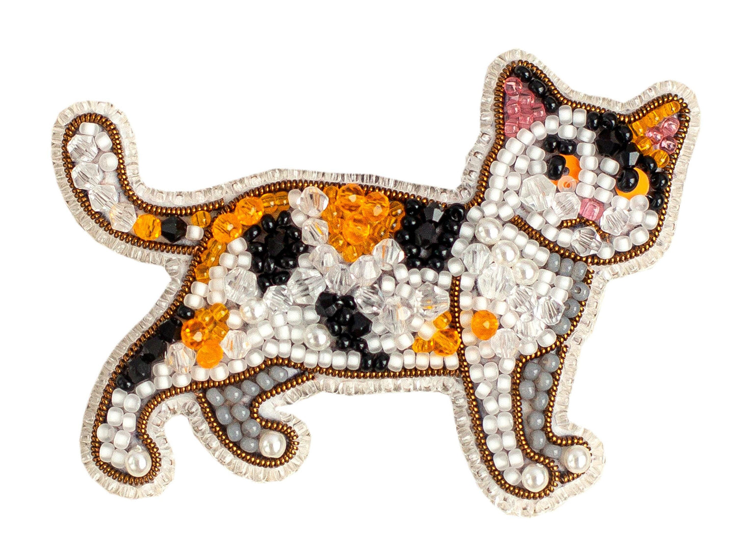 Calico Cat - Readymade Beaded Brooch