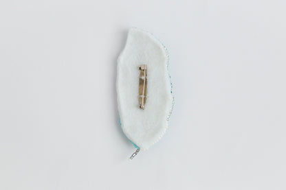 Blue Feather - Readymade Beaded Brooch
