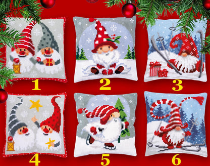 Christmas Gnomes Embroidery Pillow Kit | DIY Beaded Cushion Cover
