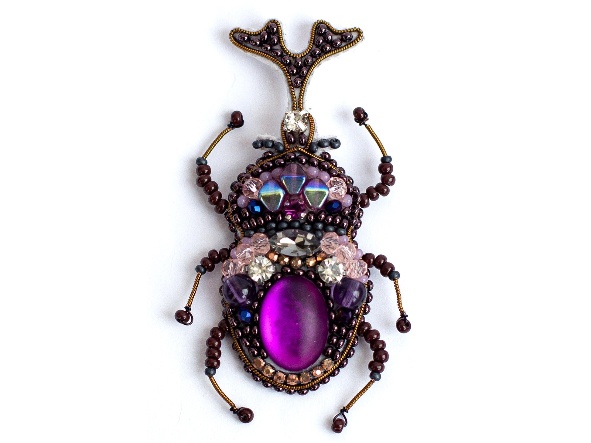 a purple and black bug with a crown on it&#39;s back