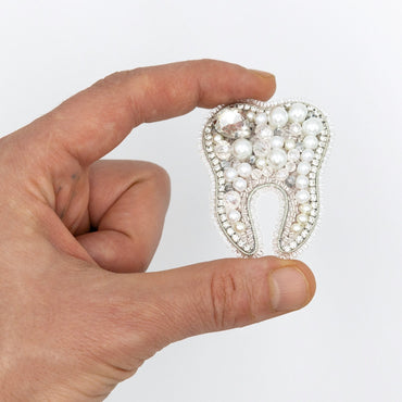 White Tooth - Readymade Beaded Brooch