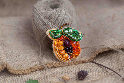 Apricot - Readymade Beaded Brooch